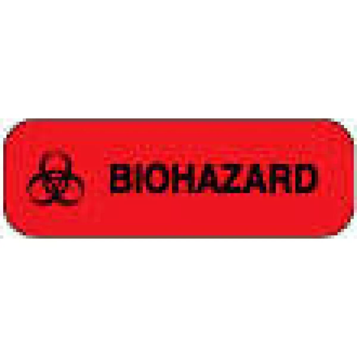 Hazard Label (Paper, Permanent) Biohazard 1 1/2" X 1/2" Fluorescent Red - 1000 Labels Per Roll