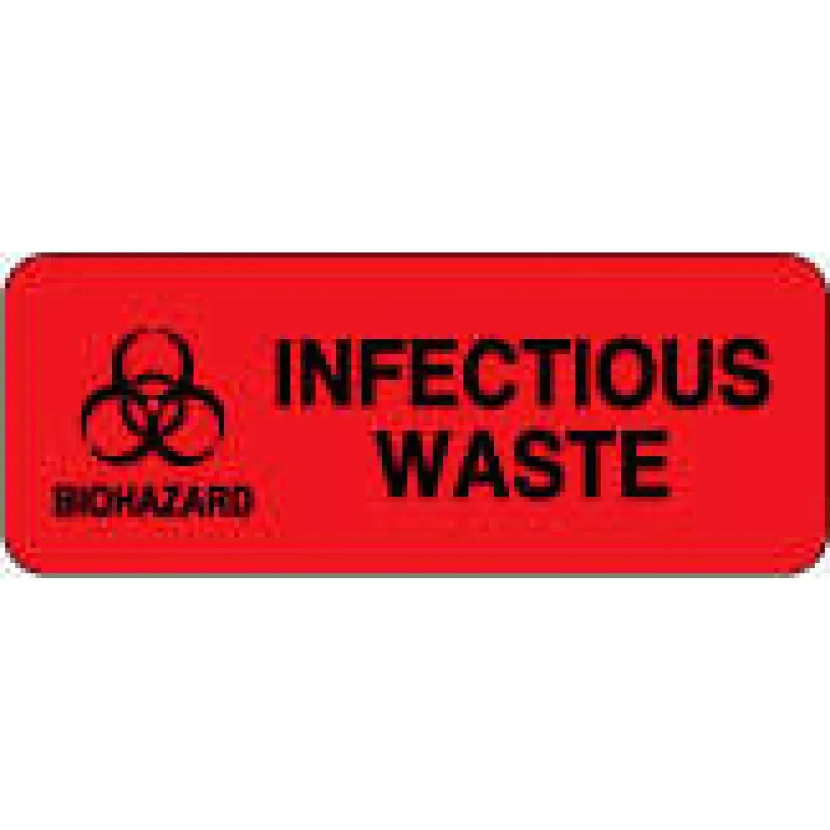 Hazard Label (Paper, Permanent) Biohazard Infectious 2 1/4" X 7/8" Fluorescent Red - 1000 Labels Per Roll