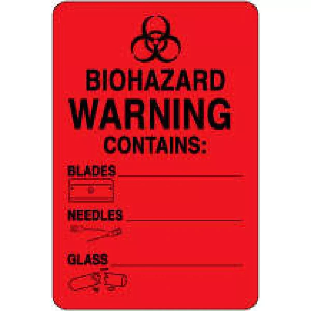 Hazard Label (Paper, Permanent) Biohazard Warning 2" X 3" Fluorescent Red - 500 Labels Per Roll