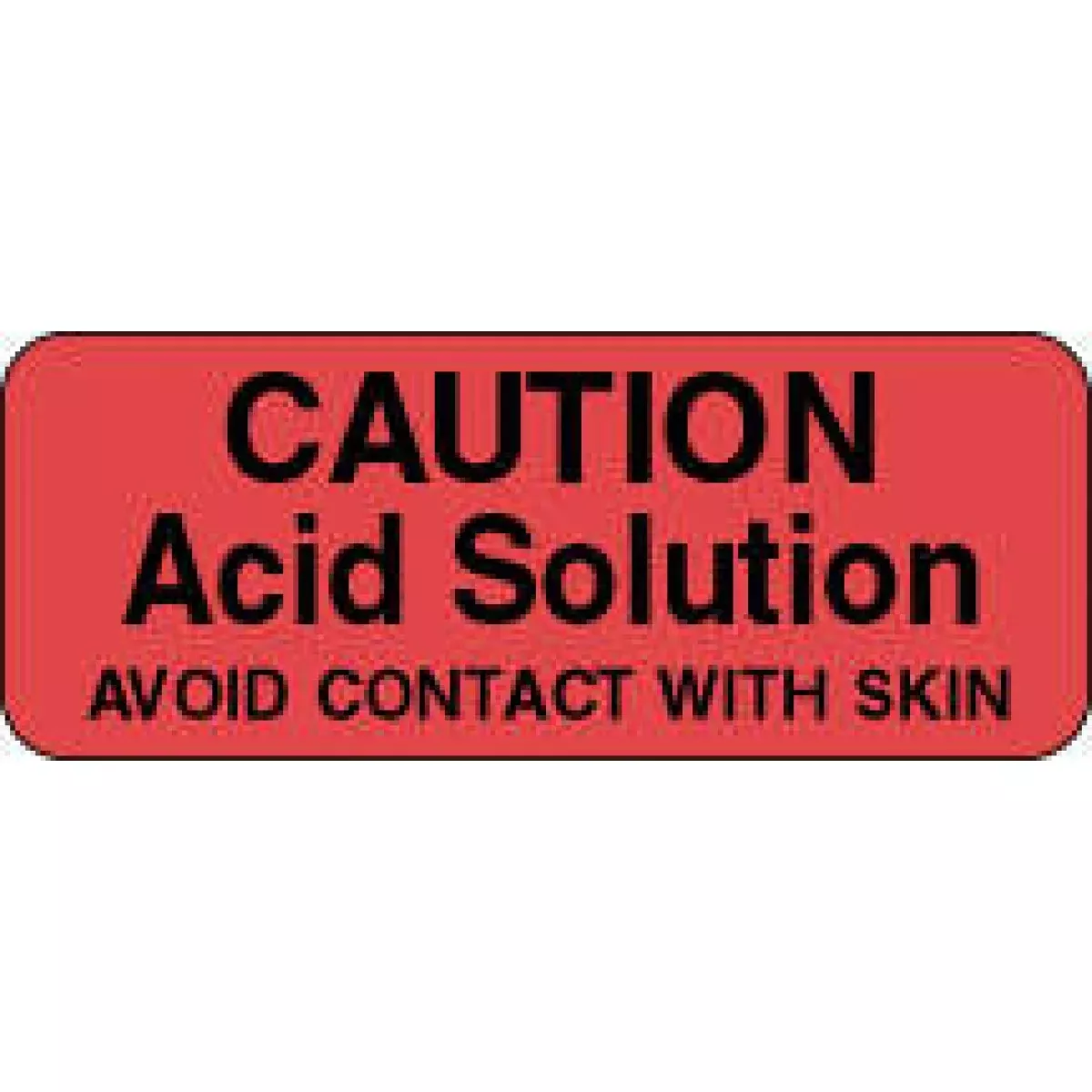 Hazard Label (Paper, Permanent) Caution Acid 2 1/4" X 7/8" Fluorescent Red - 1000 Labels Per Roll