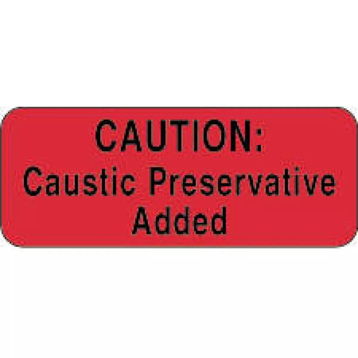Hazard Label (Paper, Permanent) Caution: Caustic 2 1/4" X 7/8" Fluorescent Red - 1000 Labels Per Roll