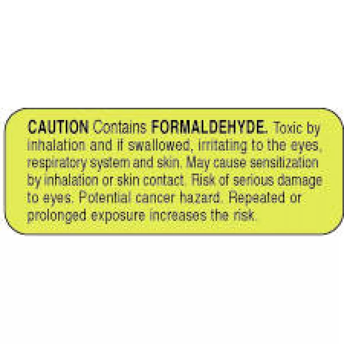 Hazard Label (Paper, Permanent) Caution Contains 2" X 3/4" Fluorescent Yellow - 1000 Labels Per Roll