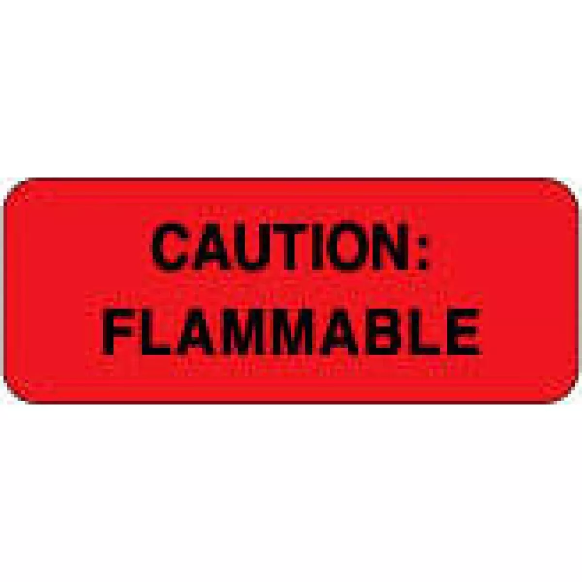 Hazard Label (Paper, Permanent) Caution: Flammable 2 1/4" X 7/8" Fluorescent Red - 1000 Labels Per Roll