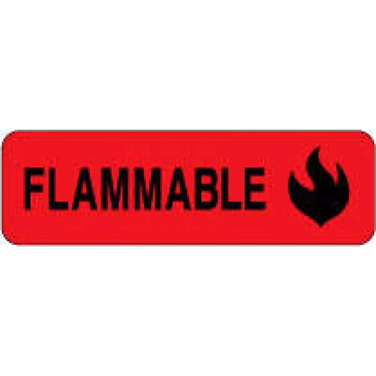 Hazard Label (Paper, Permanent) Flammable 2 7/8" X 7/8" Fluorescent Red - 1000 Labels Per Roll