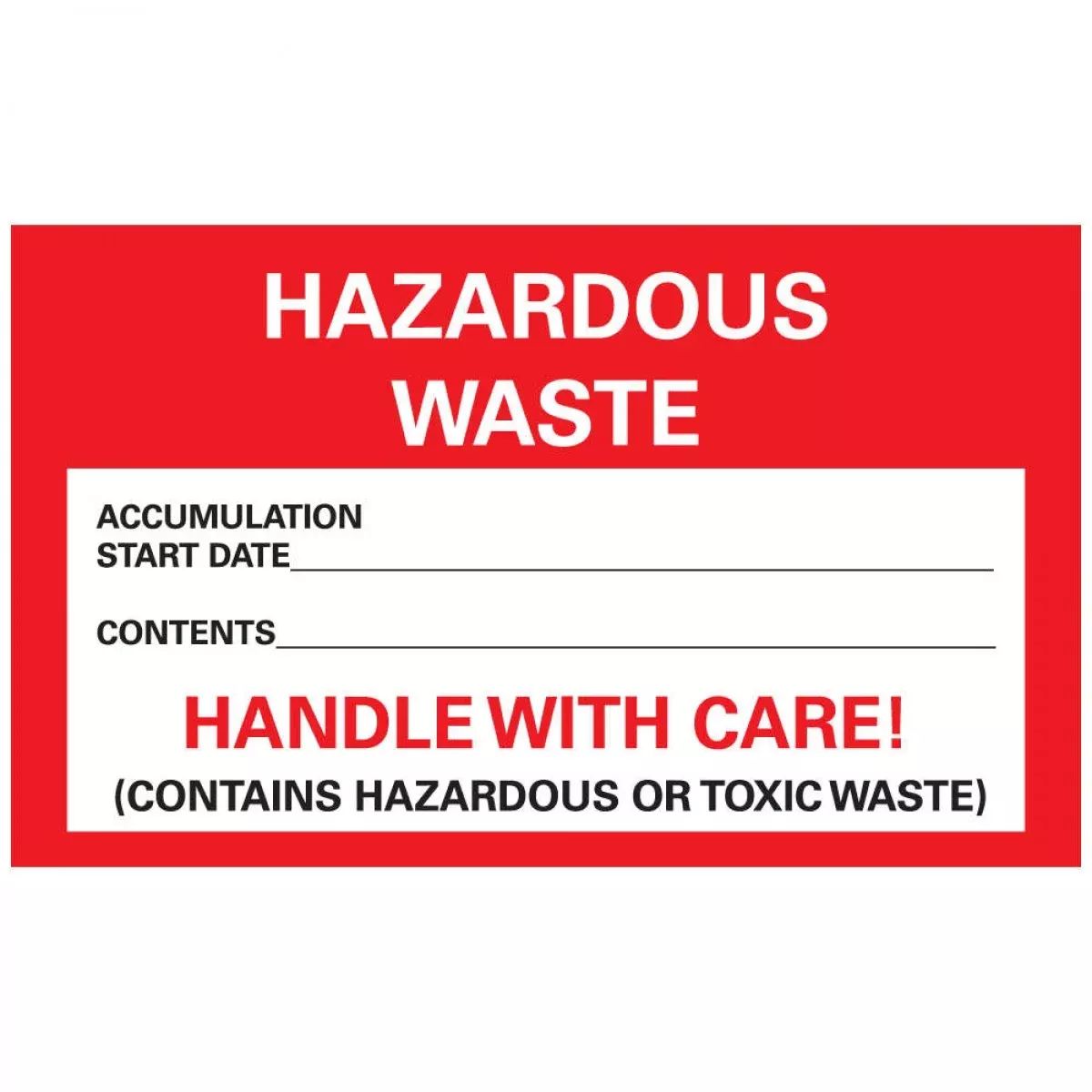 Hazard Label (Paper, Permanent)Hazardous Waste 5" X 3" Red - 500 Labels Per Roll