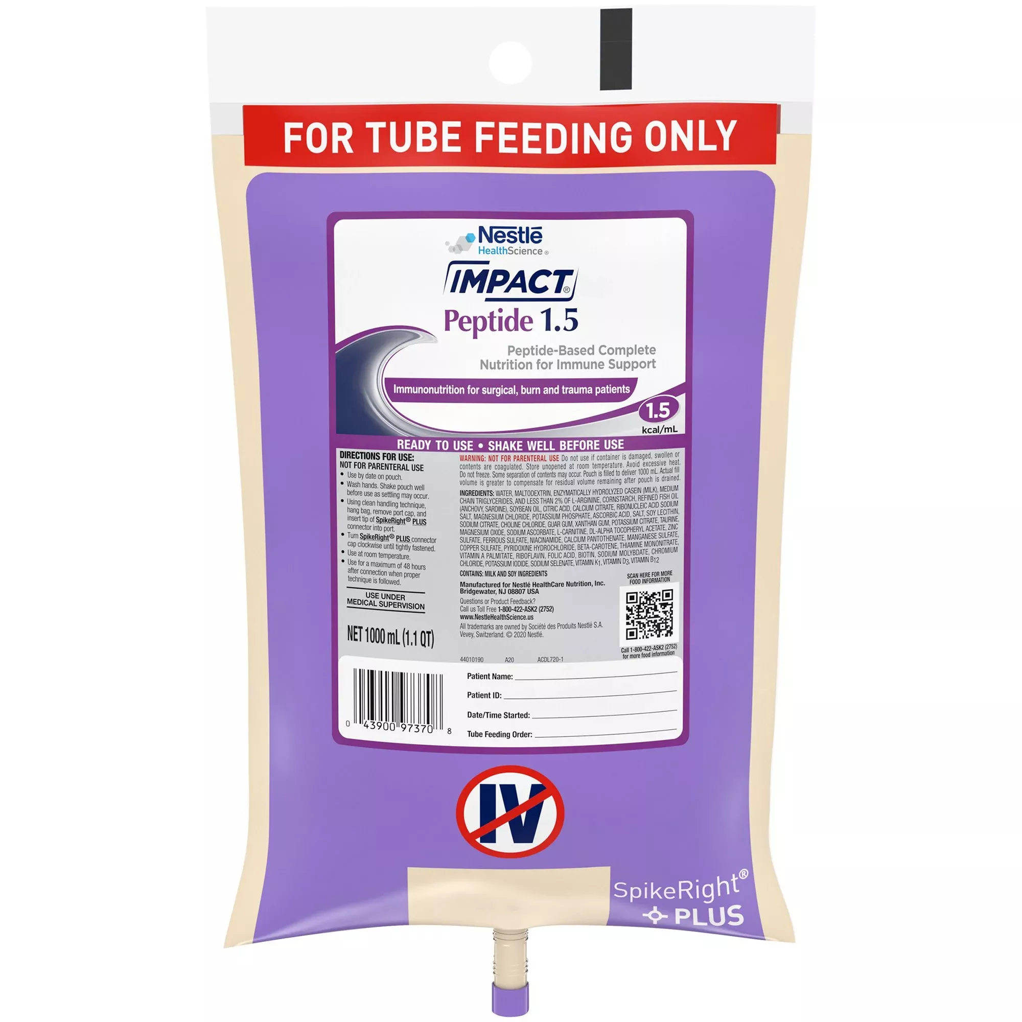 Impact Peptide 1.5 Ready to Hang Tube Feeding Formula