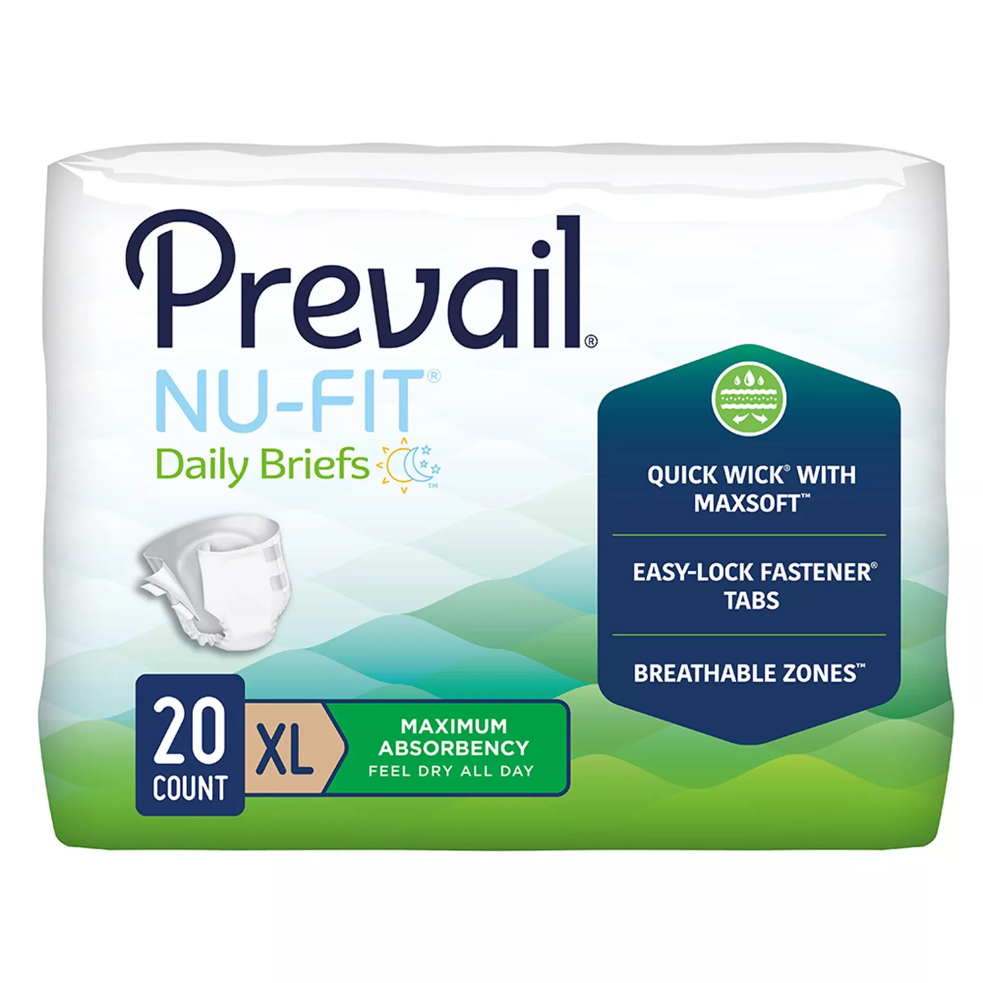 Incontinence Brief Prevail Nu-Fit Adult X-Large Unisex Disposable Heavy Absorbency #NU-014/2