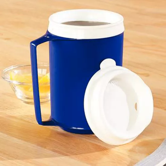 Insulated Drinking Mug 12 oz. Polypropylene Blue Reusable #081003300