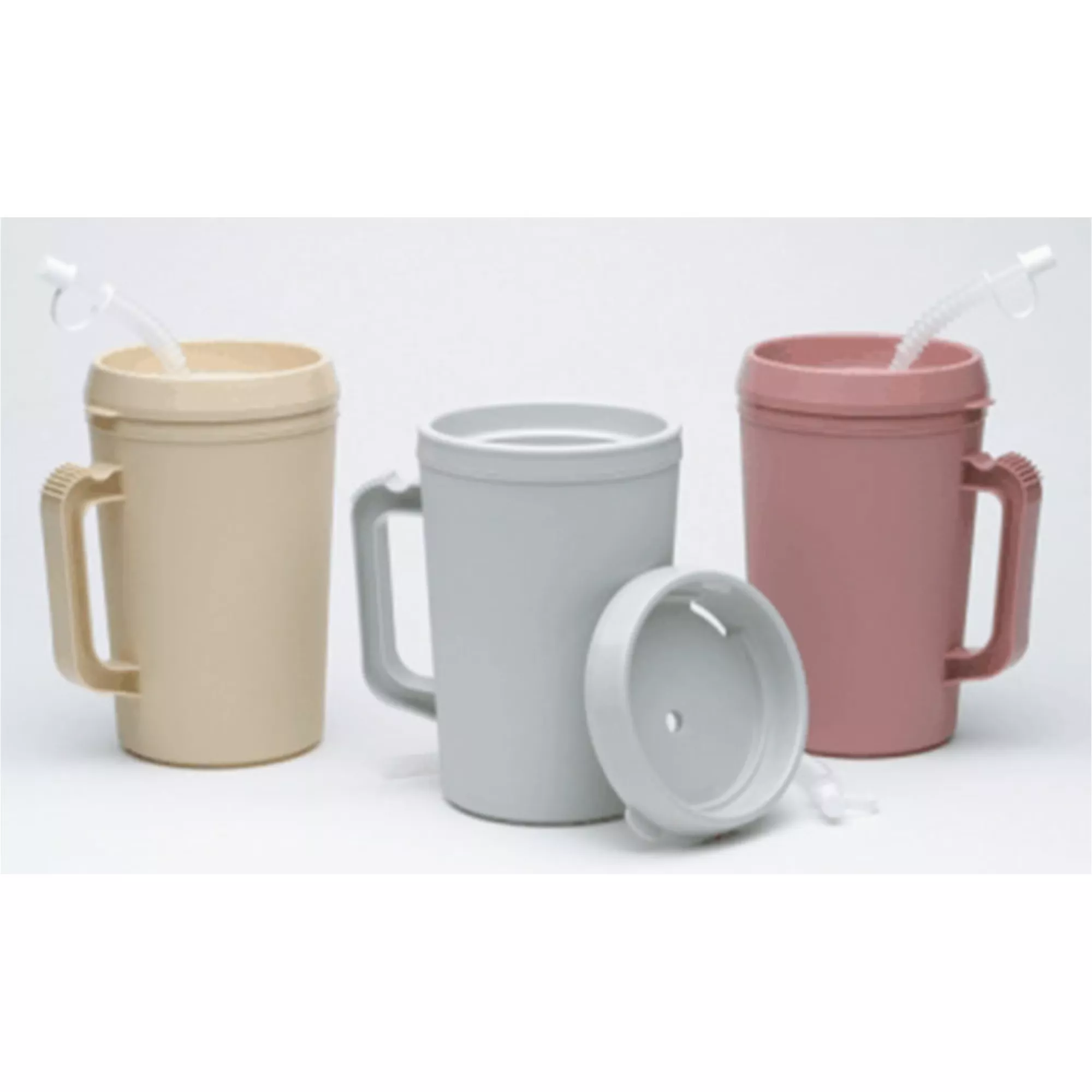Insulated Drinking Mug Medegen 34 oz. Polypropylene Ivory Reusable #H208-08