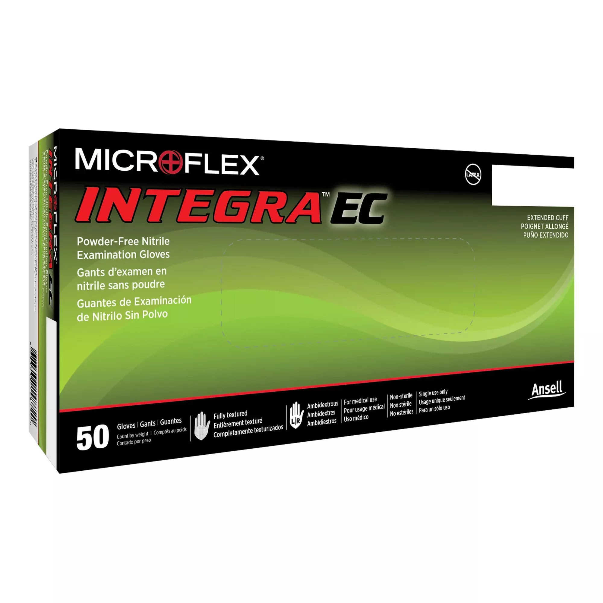 Integra EC Nitrile Extended Cuff Length Exam Glove, Medium, Blue