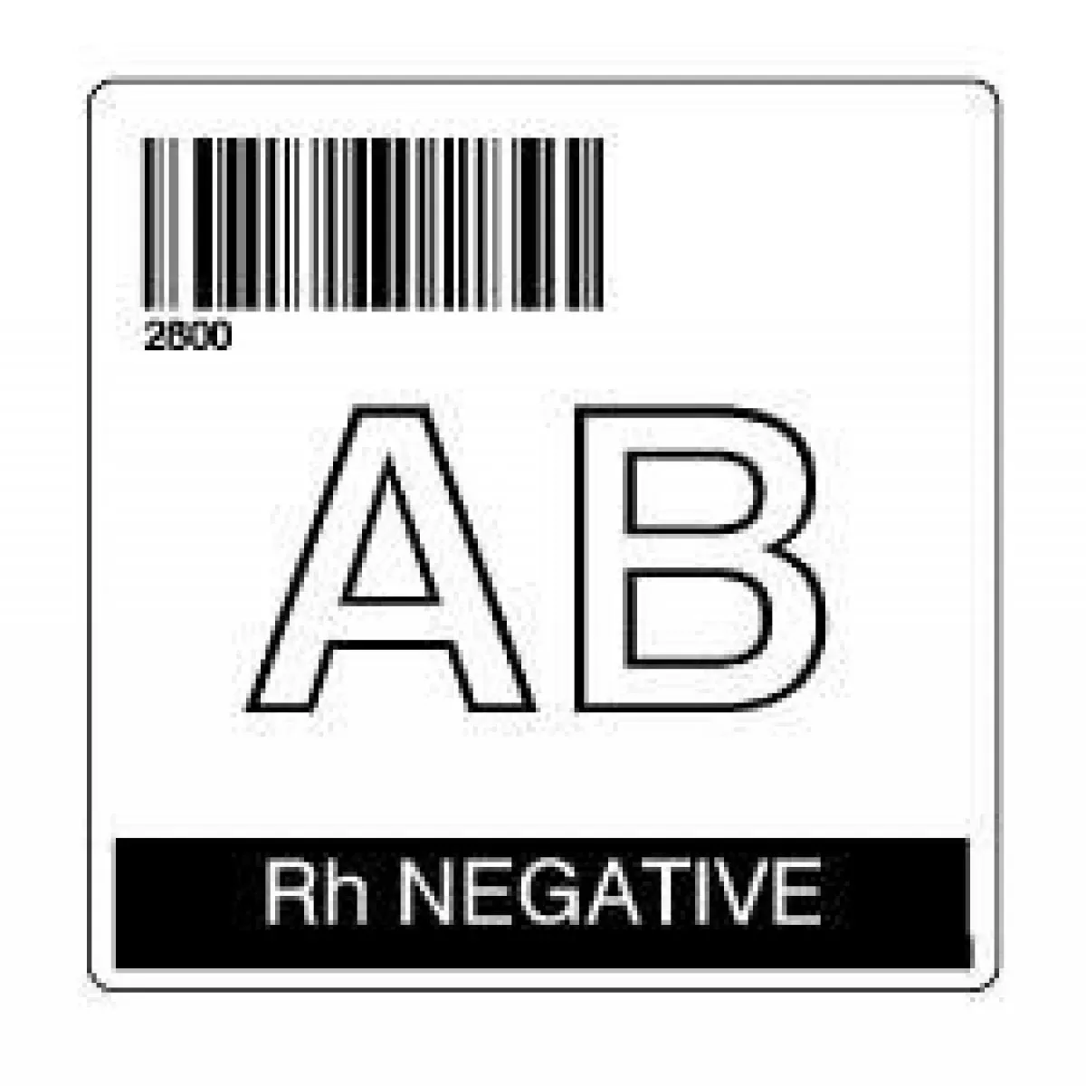 Isbt 128 Label (Synthetic, Permanent) "Ab Rh Negative'' 2" X 2" White - 500 Per Roll