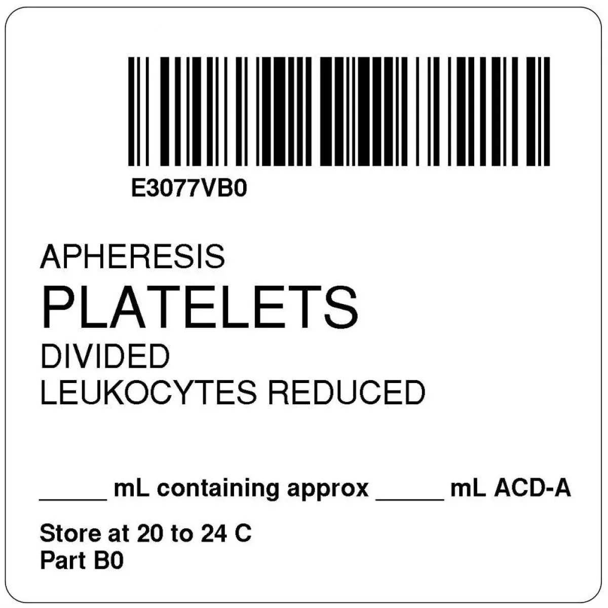 Isbt 128 Label (Synthetic, Permanent) "Apheresis Platelets'' 2" X 2" White - 500 Per Roll