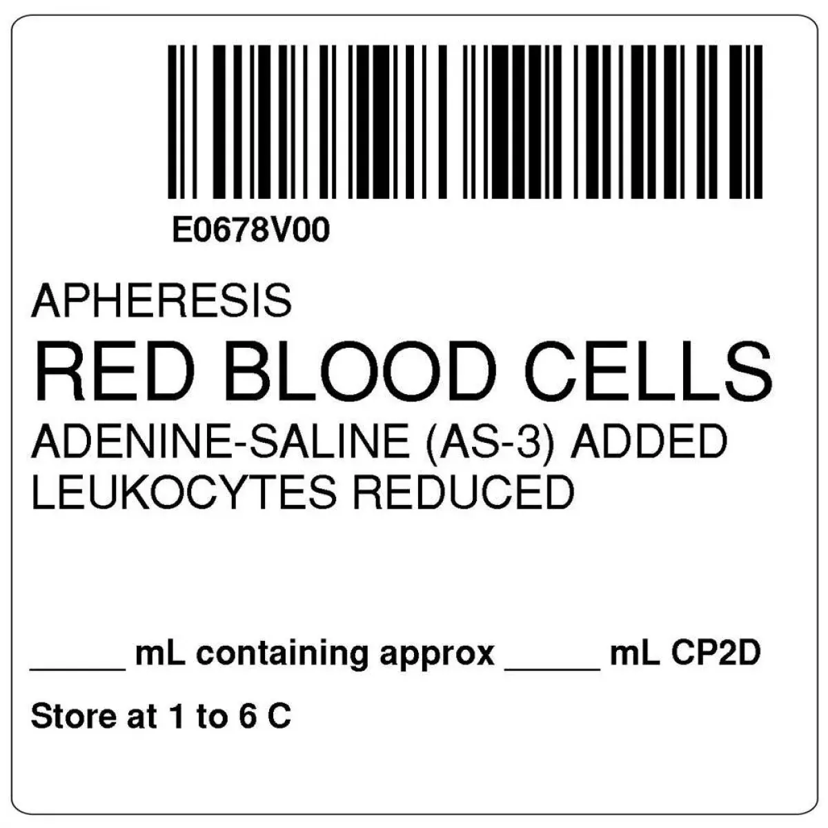 Isbt 128 Label (Synthetic, Permanent) "Red Blood Cells"2" X 2" White, - 500 Per Roll