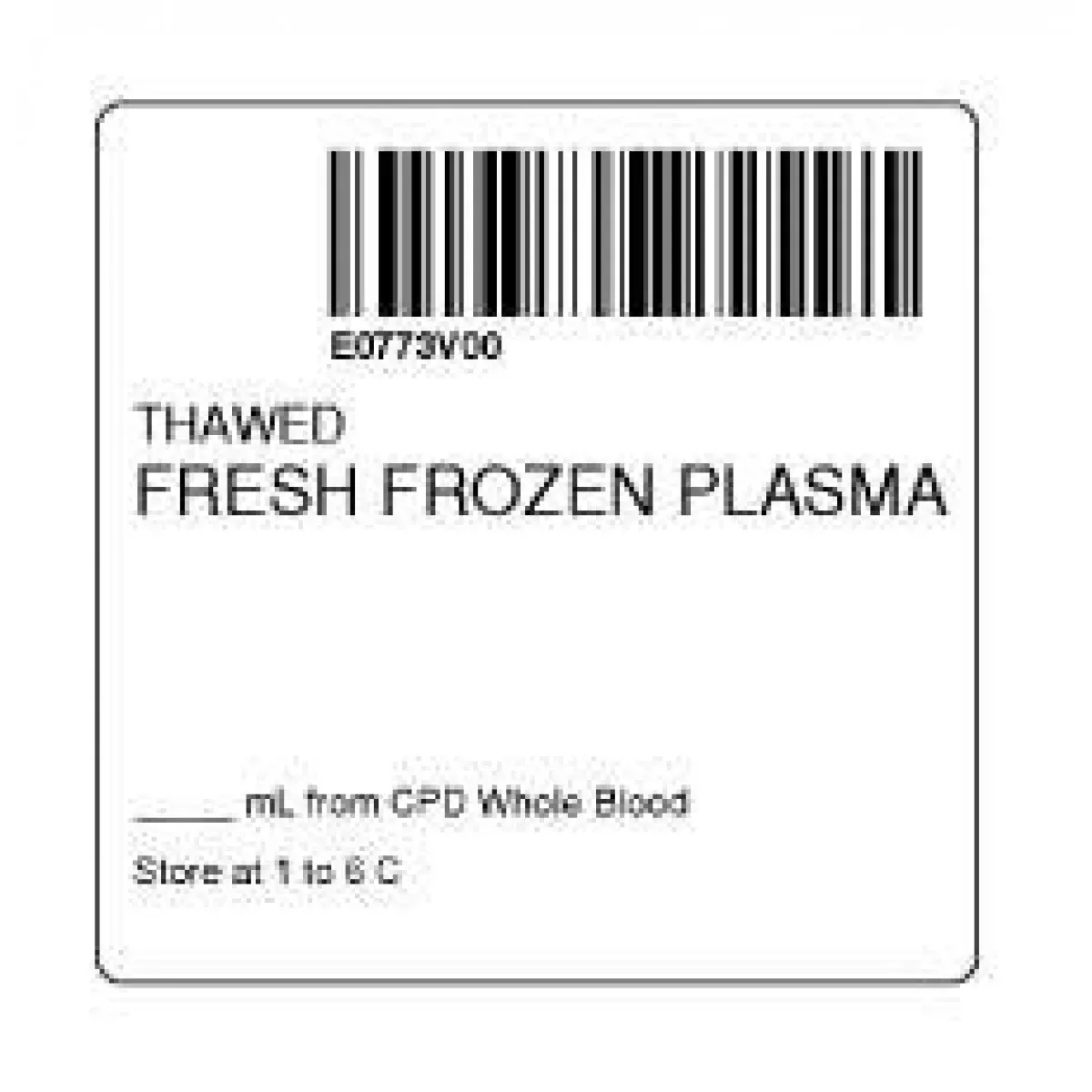 Isbt 128 Label (Synthetic, Permanent) "Thawed Fresh Frozen"2" X 2" White, - 500 Per Roll