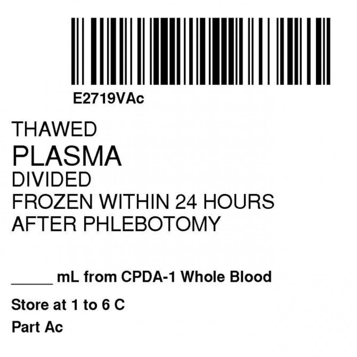 Isbt 128 Label (Synthetic, Permanent) "Thawed Plasma Div'' 2" X 2" White - 500 Per Roll