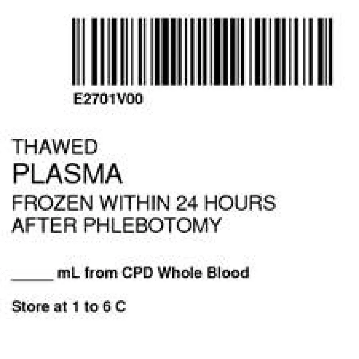 Isbt 128 Label (Synthetic, Permanent) "Thawed Plasma Frozen'' 2" X 2" White - 500 Per Roll