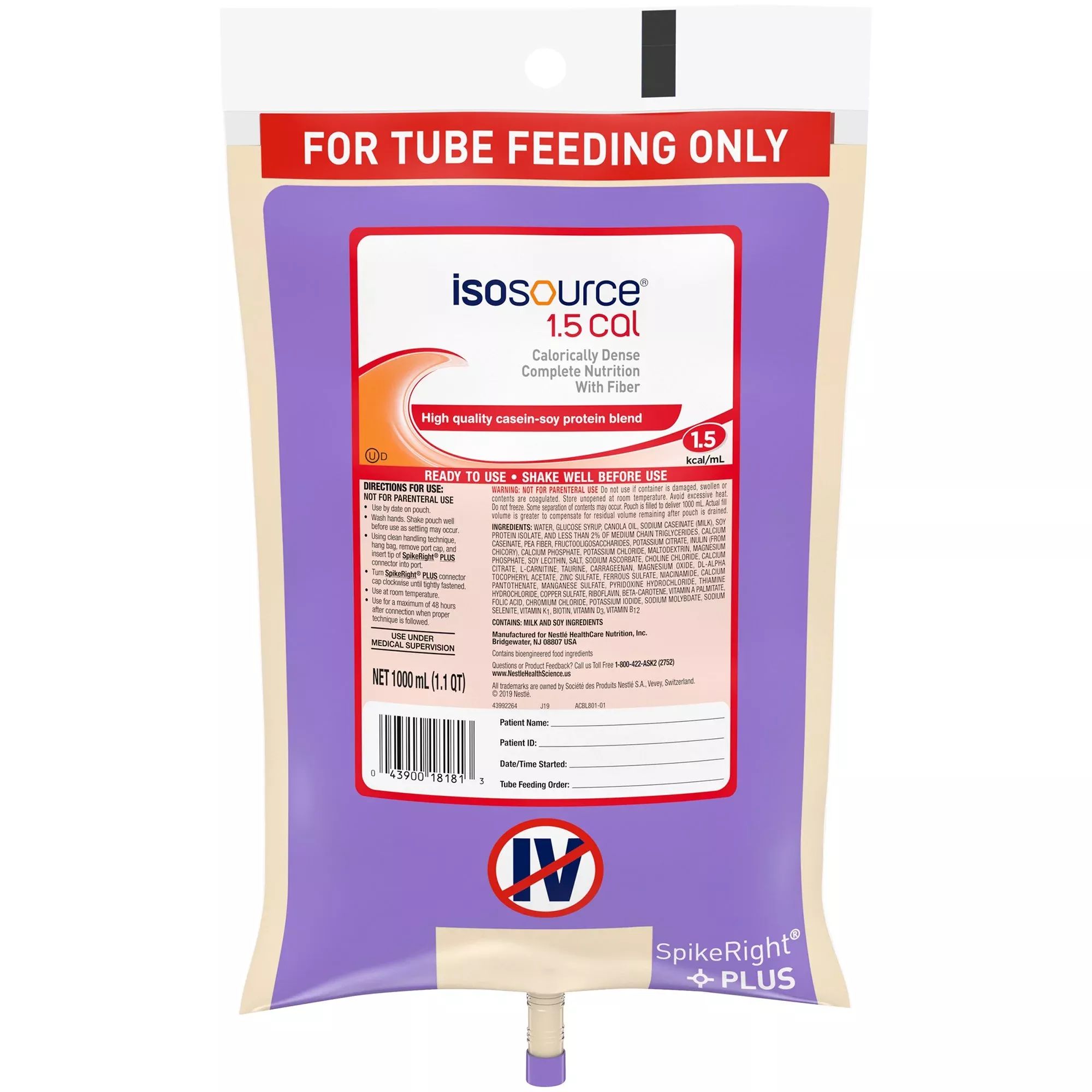Isosource 1.5 Cal Ready to Hang Tube Feeding Formula