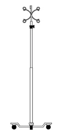 IV Stand Piggyback Hook 5-Hook 4 Legs with Heavy-Duty Casters