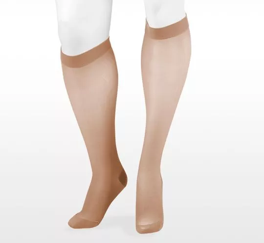 Juzo Naturally Sheer Knee High 20-30 mmHg Compression Socks, Closed Toe, Short