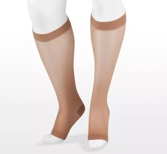 Juzo Naturally Sheer Knee High 30-40 mmHg Compression Socks, Open Toe