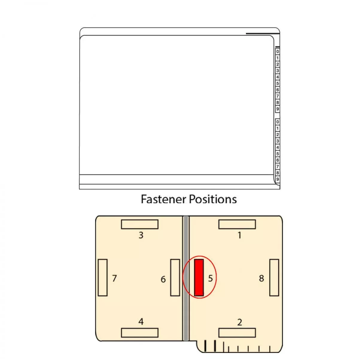 Kardex Comparable End Tab Folder Fas# 5 11Pt Color Stock White 0-9 Scale Printed Twice On Tab 11 3/4" X 9 1/2" 2Ply Top And Side - 50 Per Box