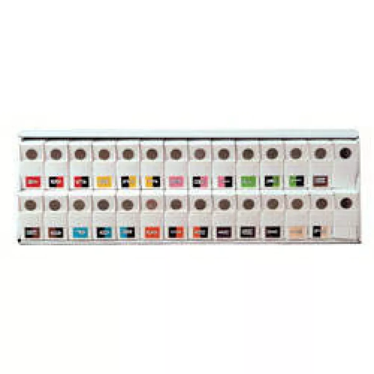 Kardex Compatible 1550 Color Code Label Alpha 1 5/8" X 1 1/4" Assorted Colors Permanent - 500 Per Roll, 26 Rolls Per Set