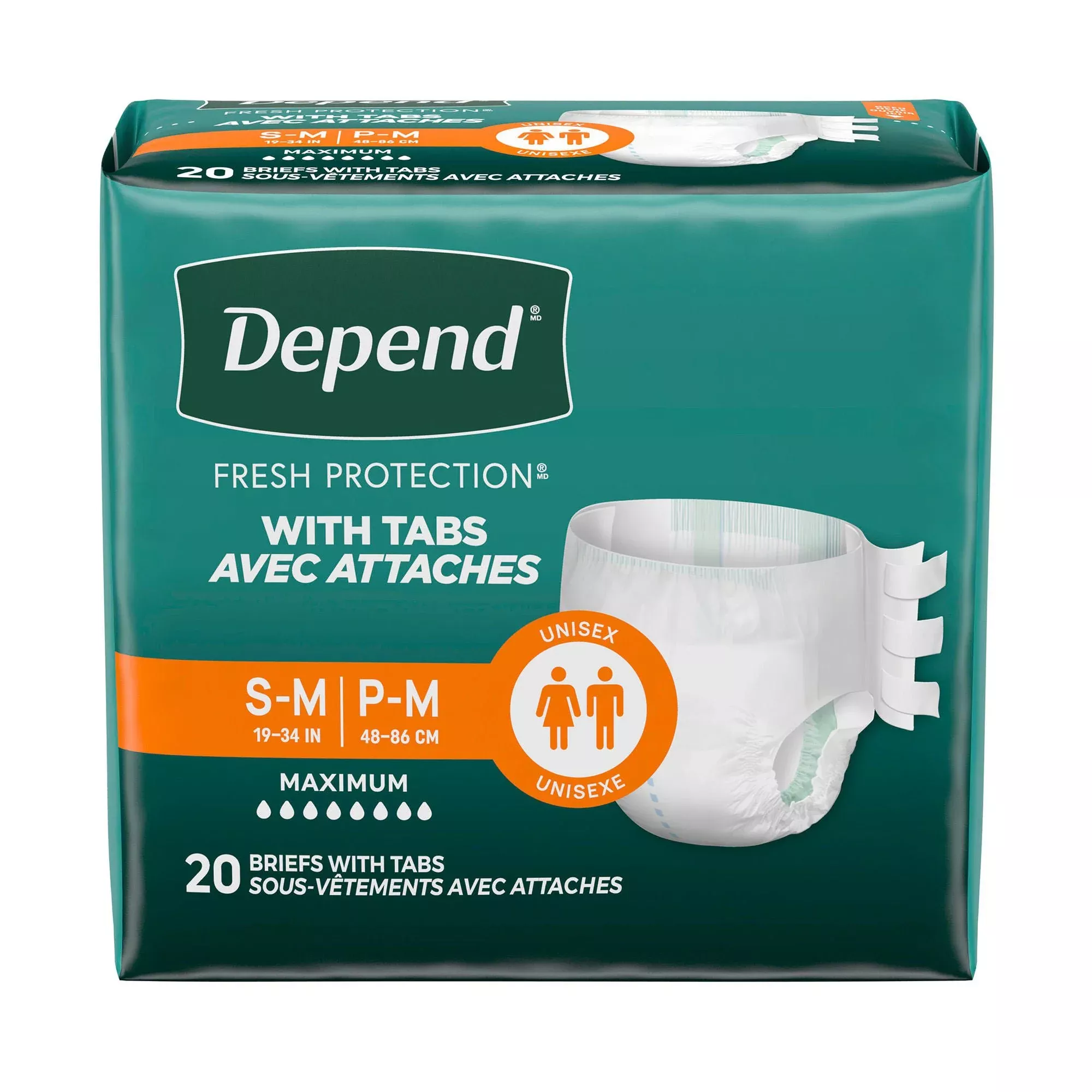 Kimberly Clark Depend Unisex Disposable Incontinence Brief, Heavy Absorbency