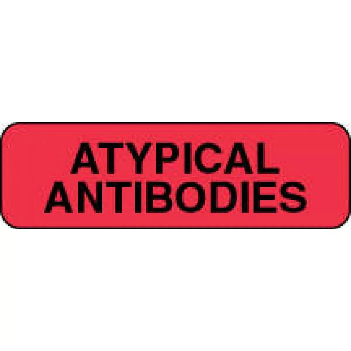 Lab Communication Label (Paper, Permanent) Atypical Antibodies 1 1/4" X 3/8" Fluorescent Red - 1000 Per Roll