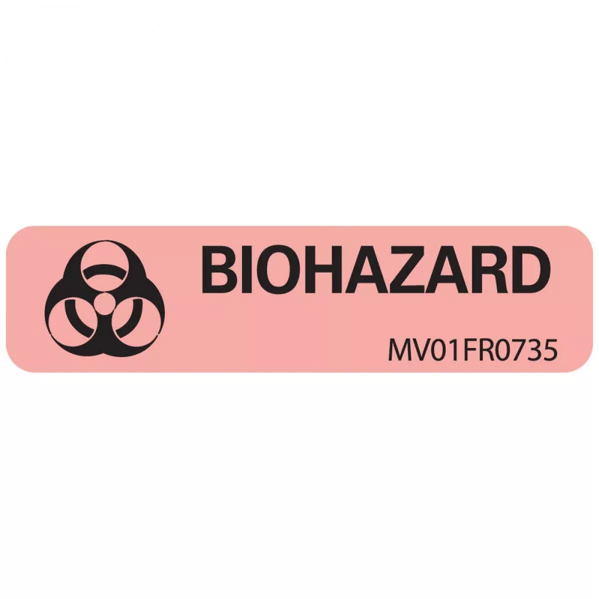 Lab Communication Label (Paper, Permanent) Biohazard 1 1/4" X 5/16" Fluorescent Red - 760 Per Roll