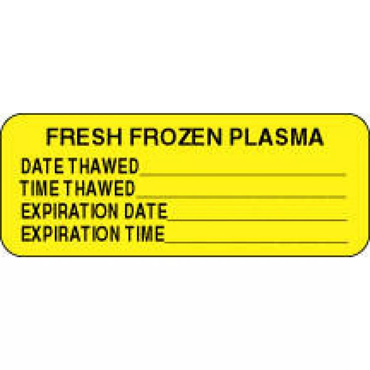 Lab Communication Label (Paper, Permanent) Fresh Frozen Plasma 2 1/4" X 7/8" Fluorescent Yellow - 1000 Per Roll