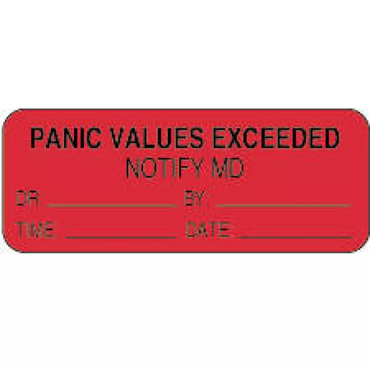 Lab Communication Label (Paper, Permanent) Panic Values 2 1/4" X 7/8" Fluorescent Red - 1000 Per Roll