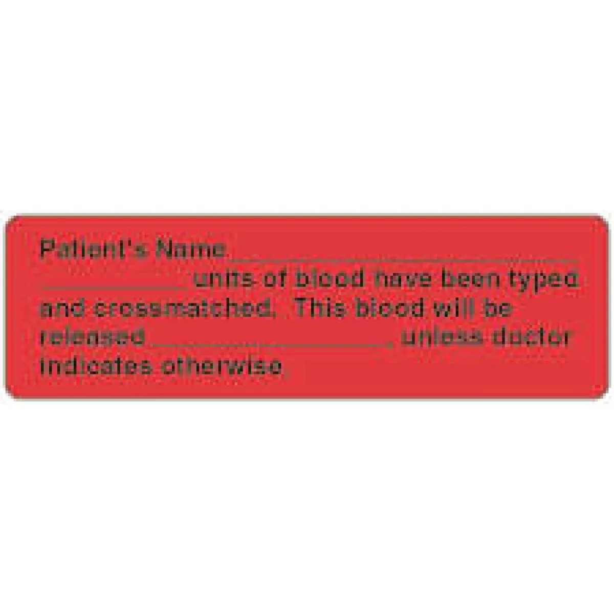 Lab Communication Label (Paper, Permanent) Patients Name 2 7/8" X 7/8" Fluorescent Red - 1000 Per Roll