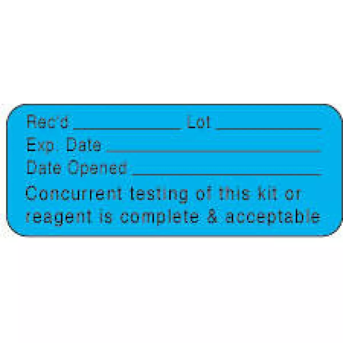 Lab Communication Label (Paper, Permanent) Recd ___ 2 1/4" X 7/8" Blue - 1000 Per Roll