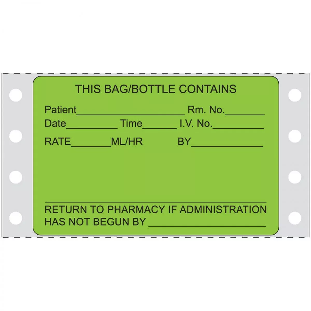 Label Dot Matrix Paper Removable This Bag 3" X 1.9375 Fl. Green 2500 Per Case