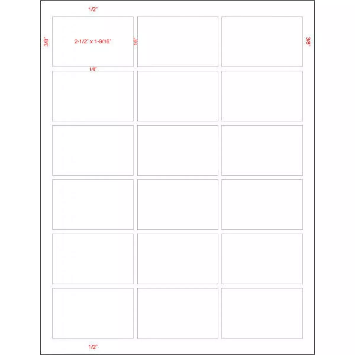 Label Laser Paper Permanent 3 2 1/2" X 1 9/16" White 18 Per Sheet, 1000 Sheets Per Case