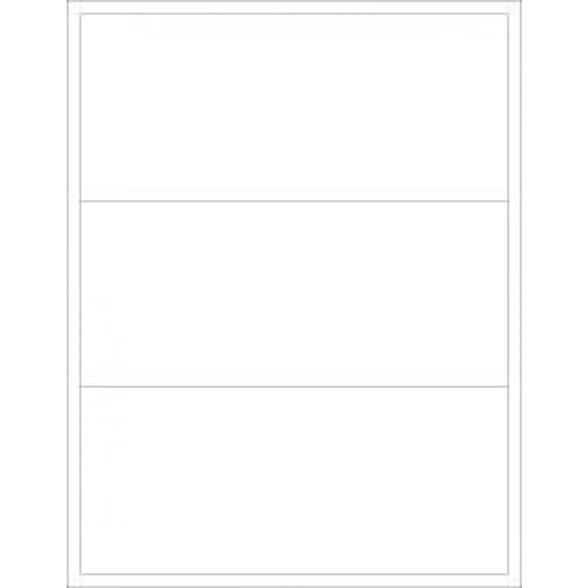 Label Laser Paper Permanent 8 1/2 " X 11" White 3 Per Sheet, 100 Sheets Per Package