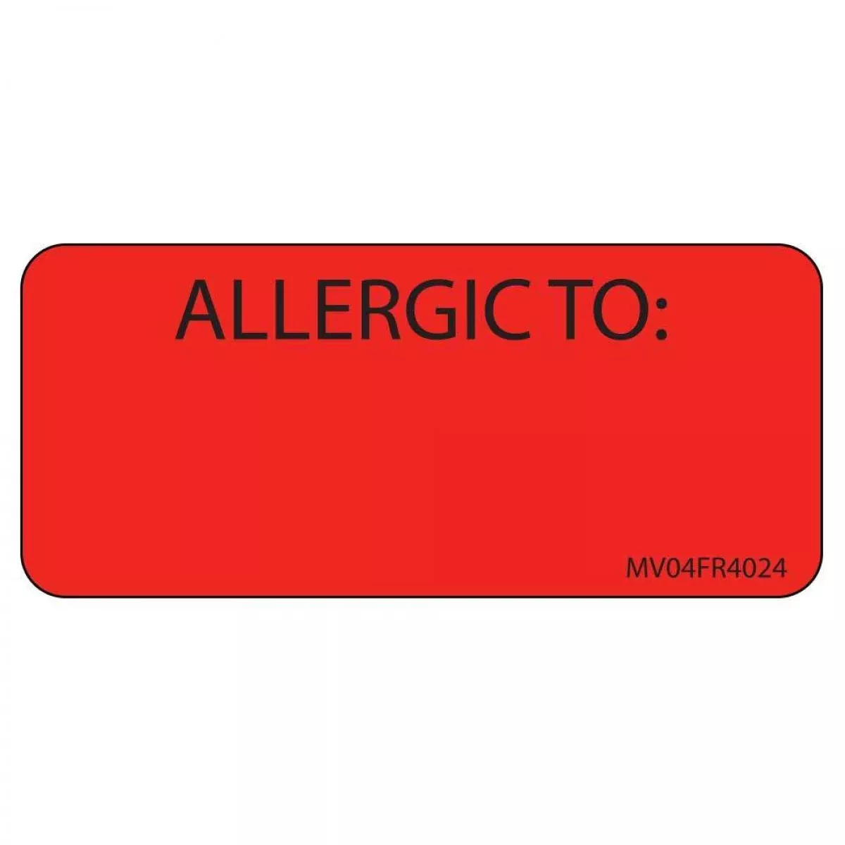 Label Paper Permanent Allergic To: 1" Core 2 1/4" X 1 Fl. Red 420 Per Roll
