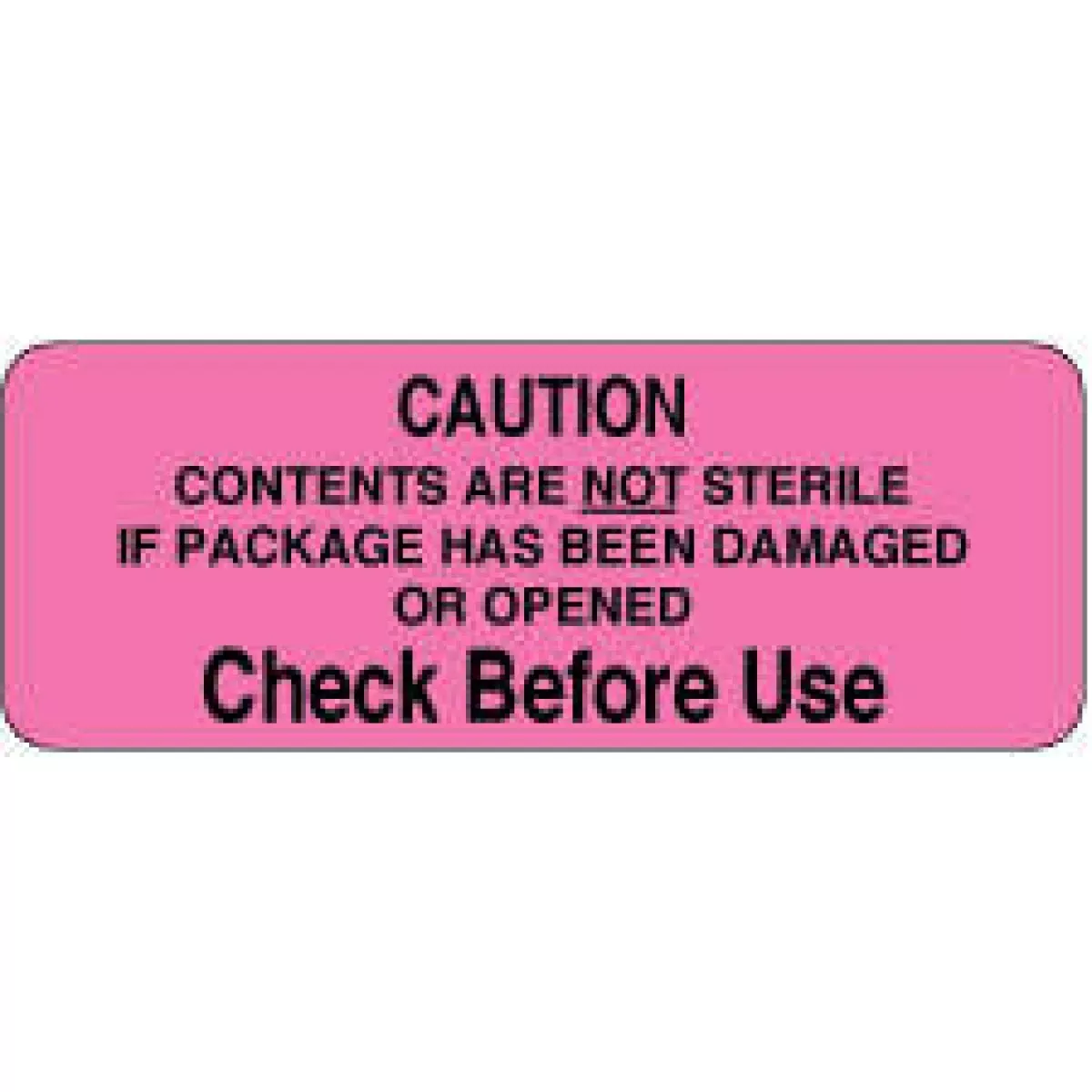 Label Paper Permanent Caution Contents Are 3" X 1 1/8" Fl. Pink 1000 Per Roll