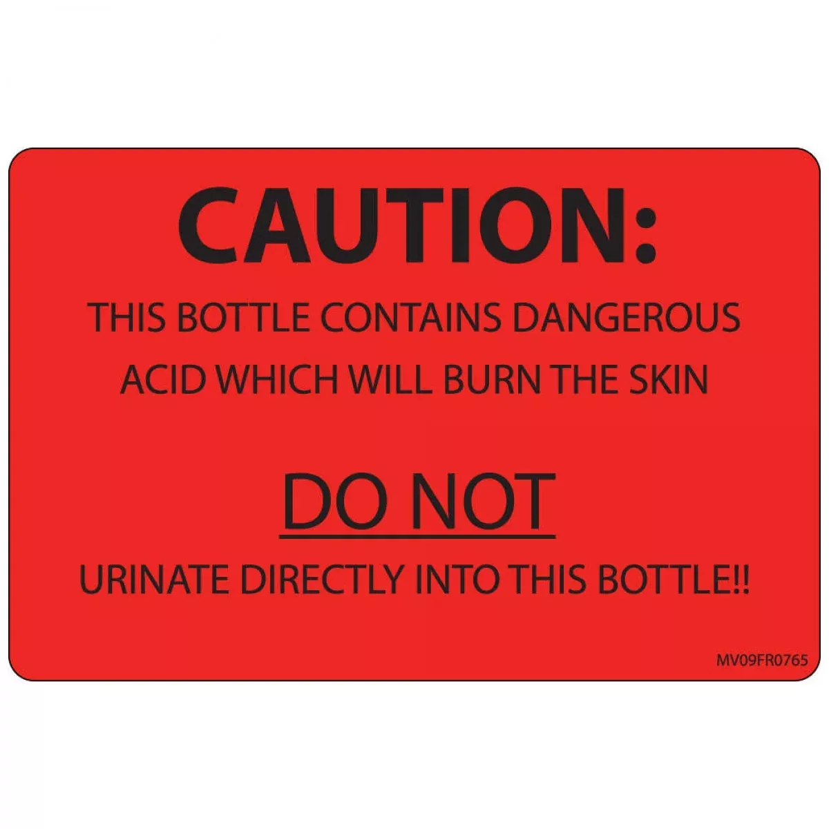 Label Paper Permanent Caution:This Bottle 1" Core 4" X 2 5/8" Fl. Red 375 Per Roll