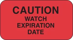 Label Paper Permanent Caution Watch 1 5/8" X 7/8" Fl. Red 1000 Per Roll