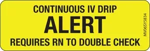 Label Paper Permanent Continuous Iv Drip 1" Core 2 15/16" X 1 Yellow 333 Per Roll