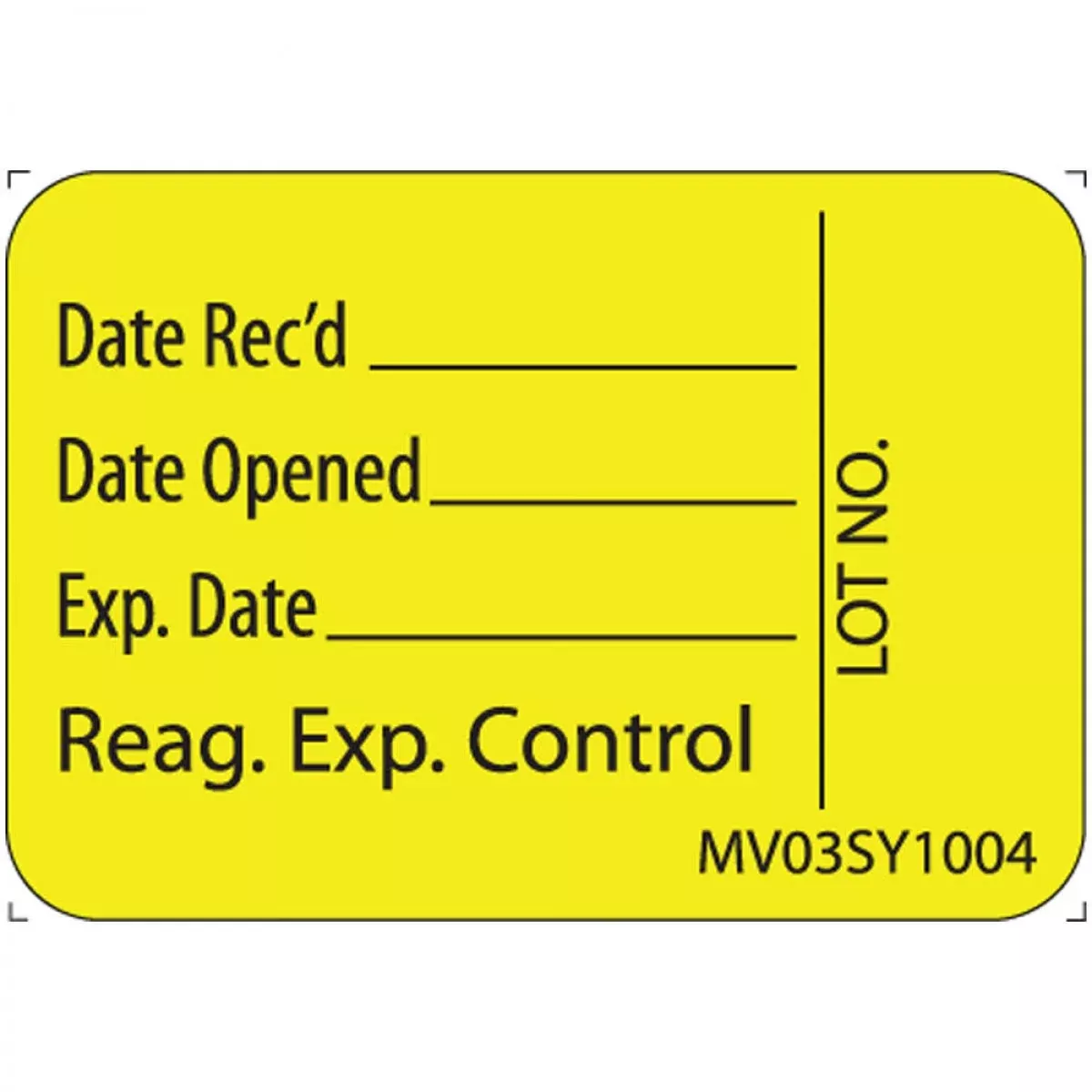 Label Paper Permanent Date Recd Date 1" Core 1 7/16" X 1 Yellow 666 Per Roll