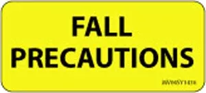 Label Paper Permanent Fall Precautions 1" Core 2 1/4" X 1 Yellow 420 Per Roll