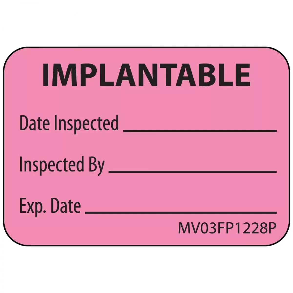 Label Paper Permanent Implantable Date 1" Core 1 7/16" X 1 Fl. Pink 666 Per Roll