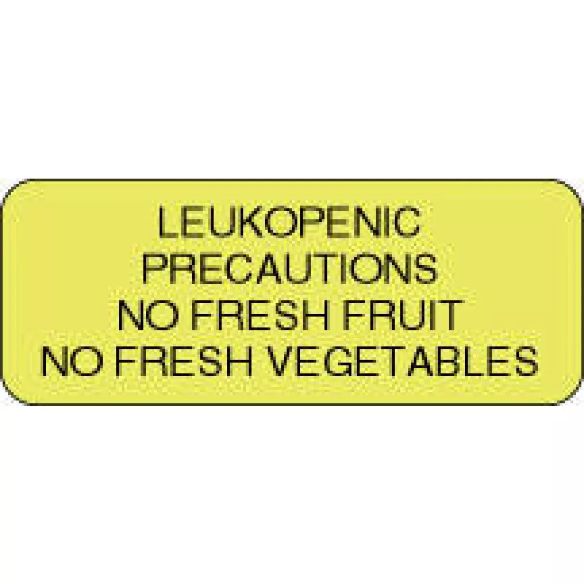 Label Paper Permanent Leukopenic Precautions 2 1/4" X 7/8" Fl. Yellow 1000 Per Roll