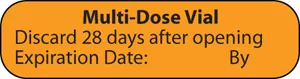 Label Paper Permanent Multi-Dose Vial 1" Core 1 7/16" X 3/8" Fl. Orange 666 Per Roll