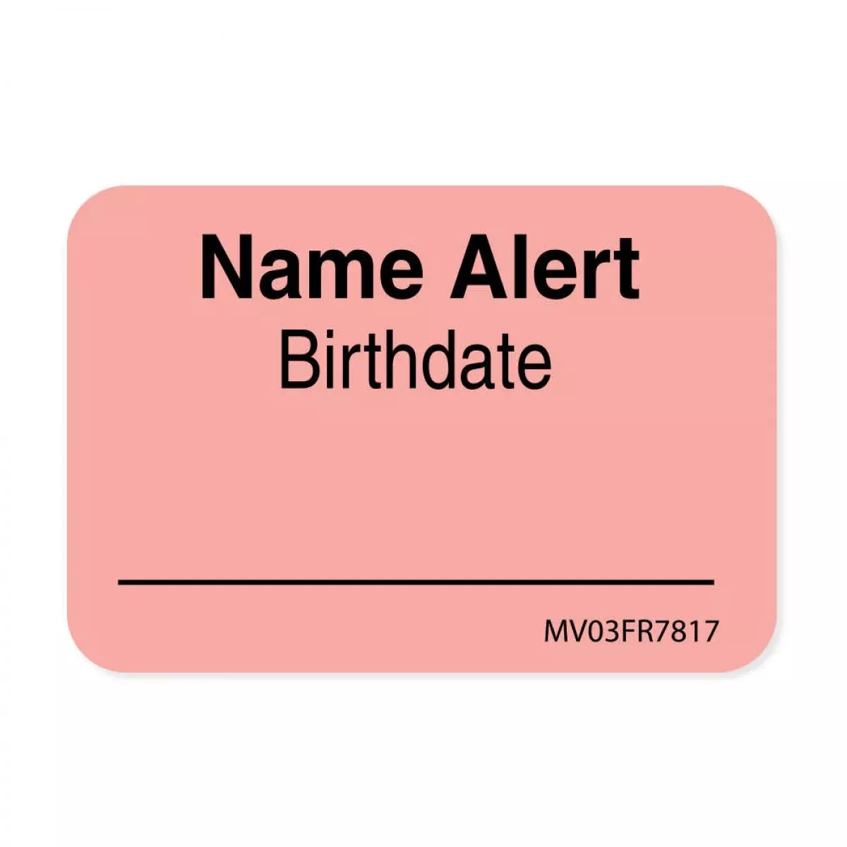 Label Paper Permanent Name Alert Birthdate 1" Core 1 7/16" X 1 Fl. Red 666 Per Roll