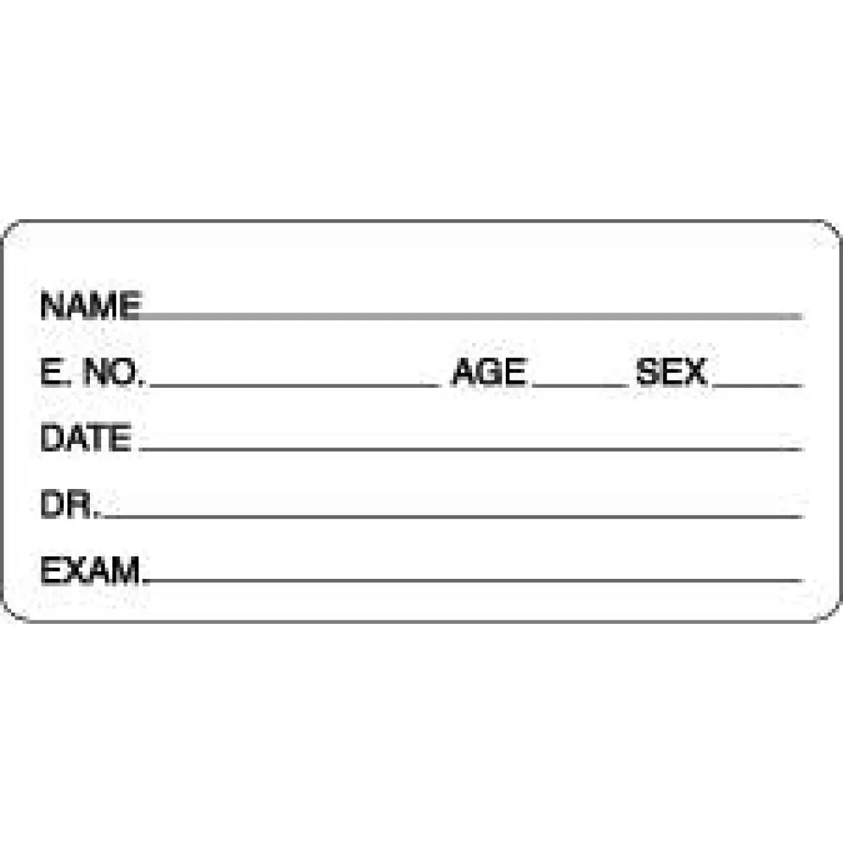 Label Paper Permanent Name ___ E.No.___ 3 15/16" X 1 7/8" White 500 Per Roll
