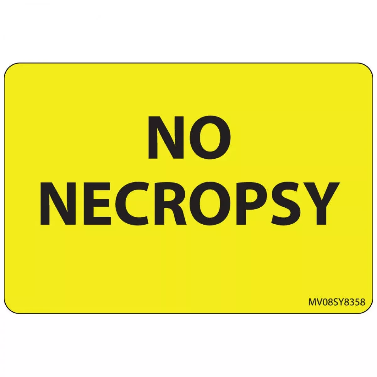 Label Paper Permanent No Necropsy 1" Core 2" 15/16" X 2 Yellow 333 Per Roll