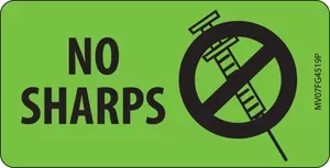 Label Paper Permanent No Sharps 1" Core 2 15/16" X 1 1/2" Fl. Green- 4 Roll